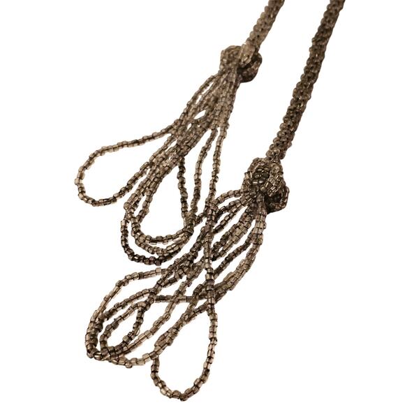 Vintage Necklace 1920's Flapper Style Glass Beaded Tassel Long 62" (Gg274) - Picture 2 of 4